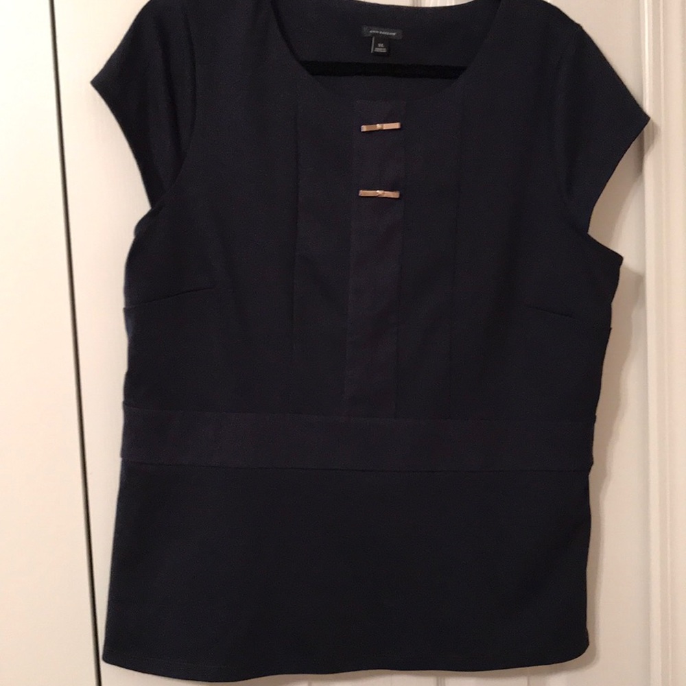 Navy blue knit dress top